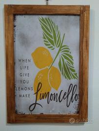 targa legno Limoncello cornice noce nuovo