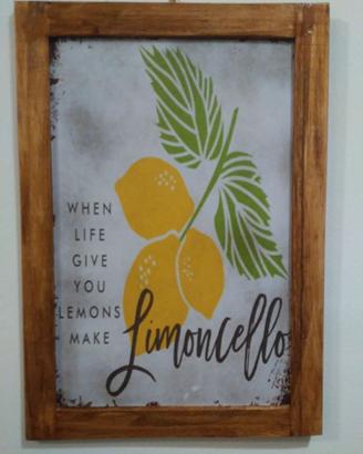 targa legno Limoncello cornice noce nuovo