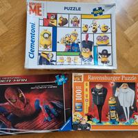 puzzle minions, spiderman, cattivissimo me 3