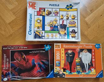 puzzle minions, spiderman, cattivissimo me 3