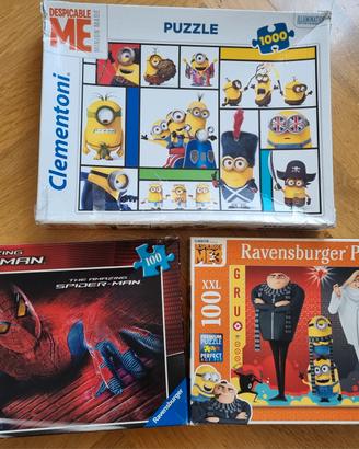 puzzle minions, spiderman, cattivissimo me 3