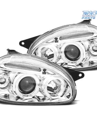 FARI PER OPEL CORSA B 93-00 ANGEL EYES CROMATI CON