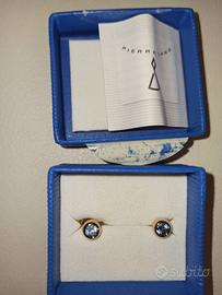 Orecchini punto luce azzurro placcati oro