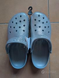 Classic glitter clog W Crocs argento 42,5 nuove