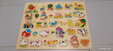 Puzzle Di Legno Con Forme Ad Incastro "Animali"