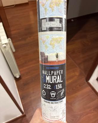 Mappa del mondo da parete 2.32mt 1.58mt MAI APERTA