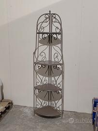 Etagere angolare in ferro e legno