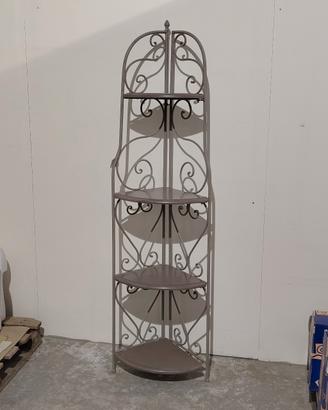 Etagere angolare in ferro e legno