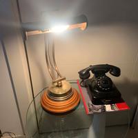 antica lampada da studio in ottone e legno 1940
