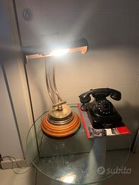 antica lampada da studio in ottone e legno 1940