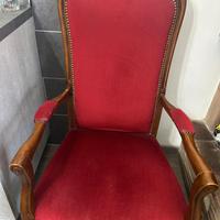 Poltrona d'epoca stile Luigi Filippo in velluto ro