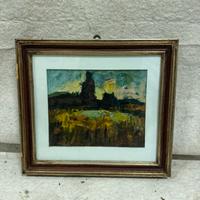 Gianni Tedeschi -CAMPO DI GRANO IN MONTAGNA quadro