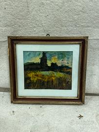 Gianni Tedeschi -CAMPO DI GRANO IN MONTAGNA quadro