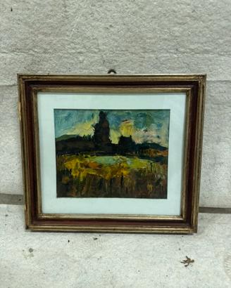 Gianni Tedeschi -CAMPO DI GRANO IN MONTAGNA quadro
