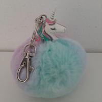 Portachiavi Unicorno con palla di pelo
