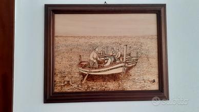 Quadro scolpito e verniciato su legno 
