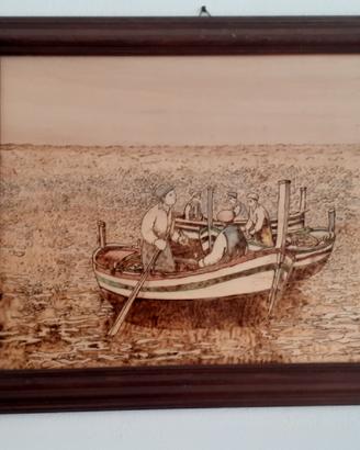 Quadro scolpito e verniciato su legno 