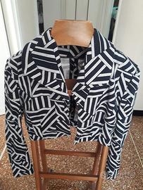  Giacca donna coperta stampa geometrica B/N nuovo.