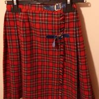 Gonna tartan rossa kilt in lana girovita 54cm
