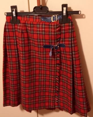 Gonna tartan rossa kilt in lana girovita 54cm