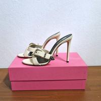 Sandali, tacco, pelle, bianco, Paris Texas, n.40