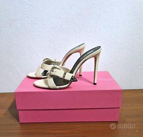 Sandali, tacco, pelle, bianco, Paris Texas, n.40