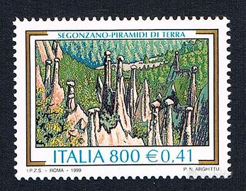 Francobollo Segonzano - Piramidi di terra 800 lire