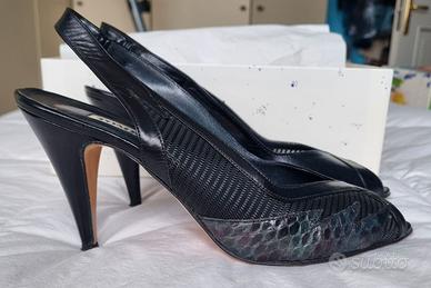 Slingback Tombolini in pelle e rete vintage