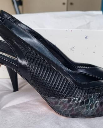 Slingback Tombolini in pelle e rete vintage