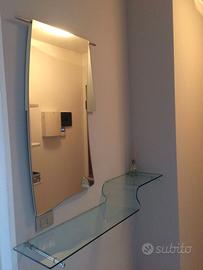 Specchio + mensola in vetro Flay