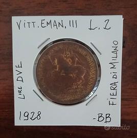 Moneta 2 Lire 1928 - Buono Lire 2 Fiera di Milano