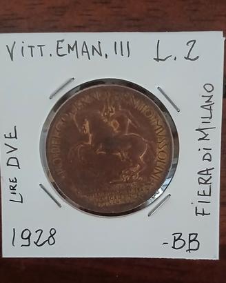 Moneta 2 Lire 1928 - Buono Lire 2 Fiera di Milano