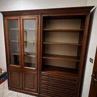 Mobile Libreria in Legno con Vetrina e Cassettiera