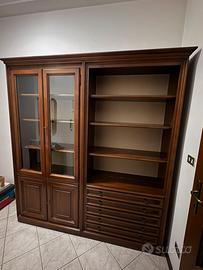 Mobile Libreria in Legno con Vetrina e Cassettiera