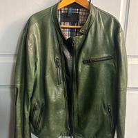 GIUBBOTTO PELLE VERDE/NERO-UOMO