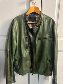 GIUBBOTTO PELLE VERDE/NERO-UOMO