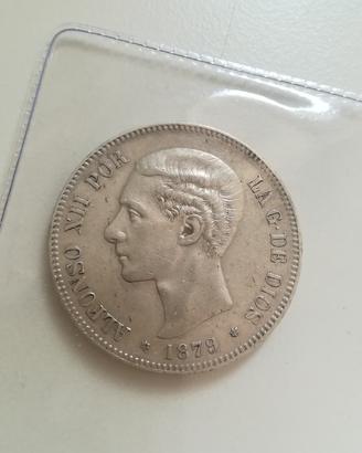 Moneta 5 pesetas 1879 SPL