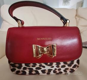 Monnalisa borsa pelle rosso borgogna