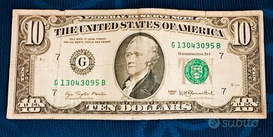 BANCONOTA 10 DOLLARI USA ANNO 1977
