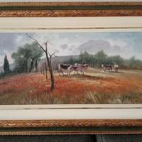 Quadro olio su tela paesaggio di campagna