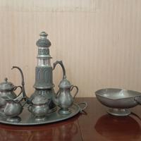 Set caffè e thè in peltro vintage