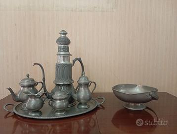 Set caffè e thè in peltro vintage