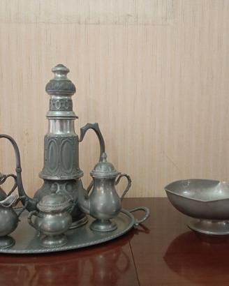 Set caffè e thè in peltro vintage