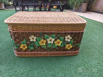 Cesto Baule Porta biancheria in vimini e rattan