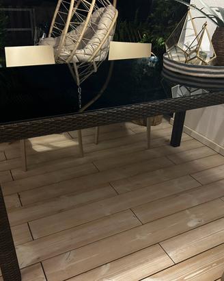 Tavolo esterno 160x80 polyrattan con piano vetro