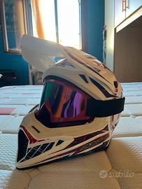 Casco cross Axo Jump Bianco Rosso Blu