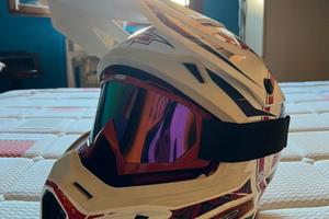 Casco cross Axo Jump Bianco Rosso Blu