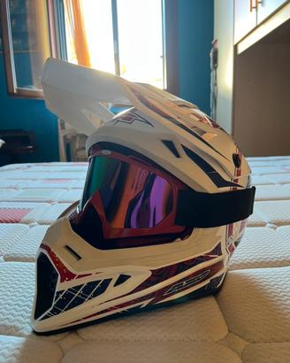 Casco cross Axo Jump Bianco Rosso Blu