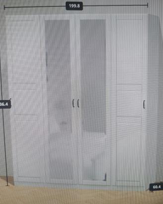 Armadio 4 ante bianco 237x200x61