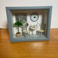 DIORAMA VINTAGE LEGNO CUCINA OROLOGIO MODELLINO
